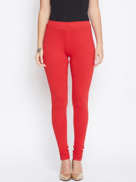 

ALIZA Women Red Solid Churidar-Length Leggings