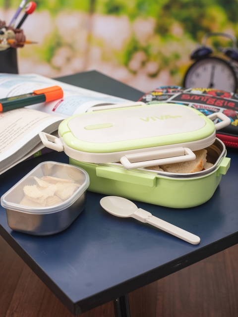 

VIVA h2o Green & Cream-Coloured Stainless Steel Storage Box with Spoon