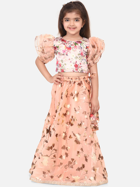 

LilPicks Peach-Coloured Ready to Wear Lehenga with Blouse