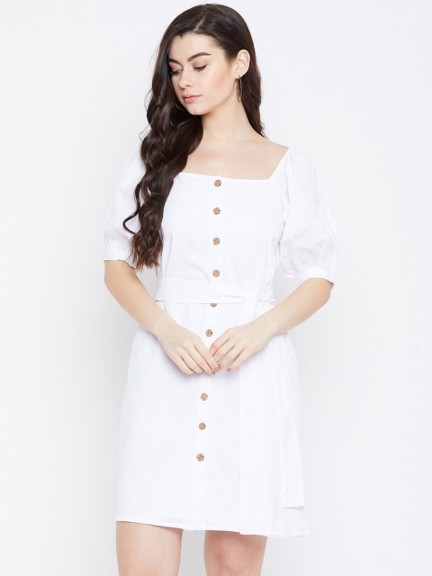 

Femella Women White Solid Bodycon Dress