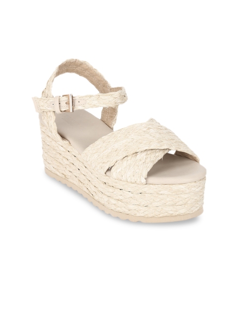 

Truffle Collection Women Beige Woven Design Flatforms