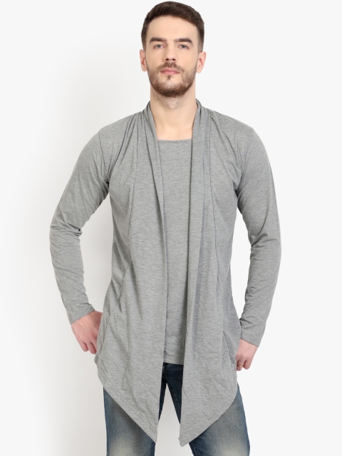 

PAUSE SPORT Men Grey Solid Open Front Shrug