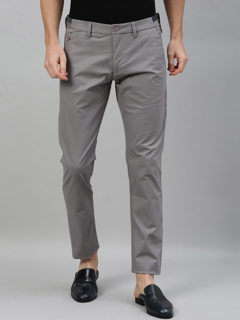 

RARE RABBIT Men Grey Regular Fit Solid Regular Trousers