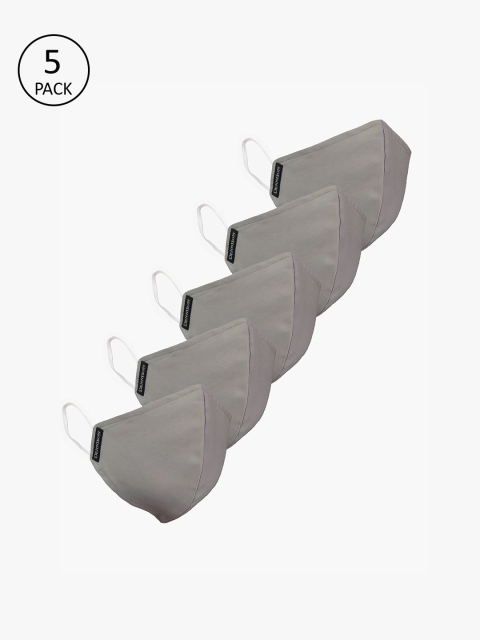 

Dennison Unisex Grey Pack Of 5 2-Ply Water & Stain Repellent Reusable Cloth Masks