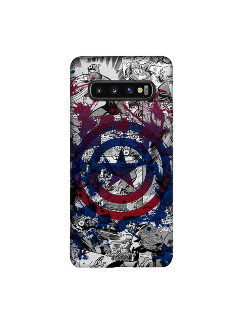 

macmerise Grey & Blue Marvel Comics Splash Out Shield Sublime Samsung Galaxy S10 Back Case, Multi