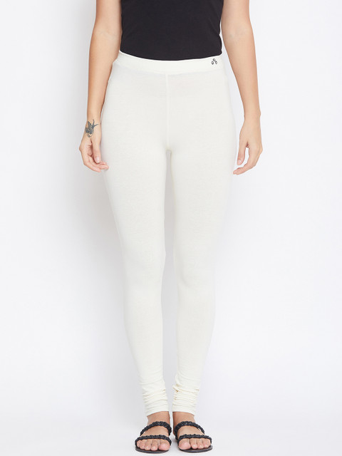 

ALIZA Women White Solid Churidar-Length Leggings