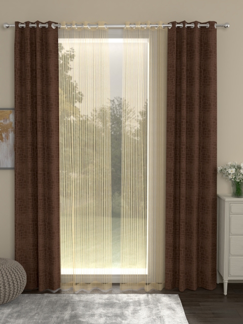 

ROSARA HOME Set of 4 Door Curtains, Brown