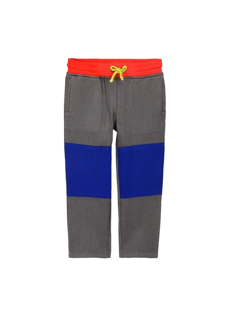 

Cherry Crumble Kids Grey & Blue Colourblocked Straight-Fit Track Pants