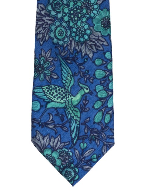 

The Tie Hub Blue & Green Printed Broad Tie