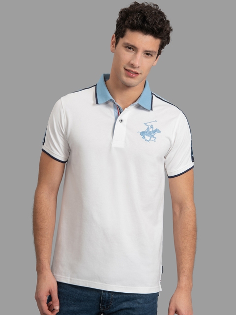 

Beverly Hills Polo Club Men White Solid Polo Collar T-shirt