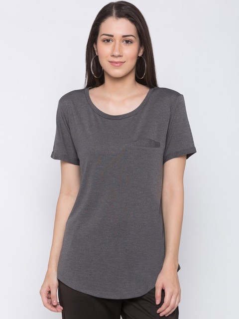

Globus Women Grey Solid Pure Cotton Top