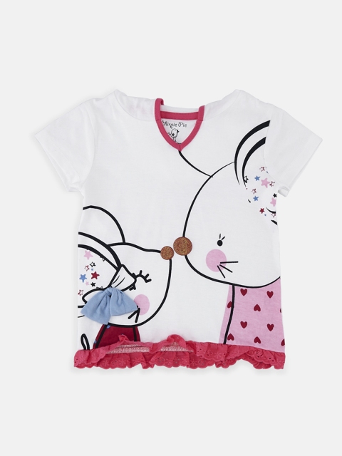

Chirpie Pie by Pantaloons Girls White Printed Knitted Top