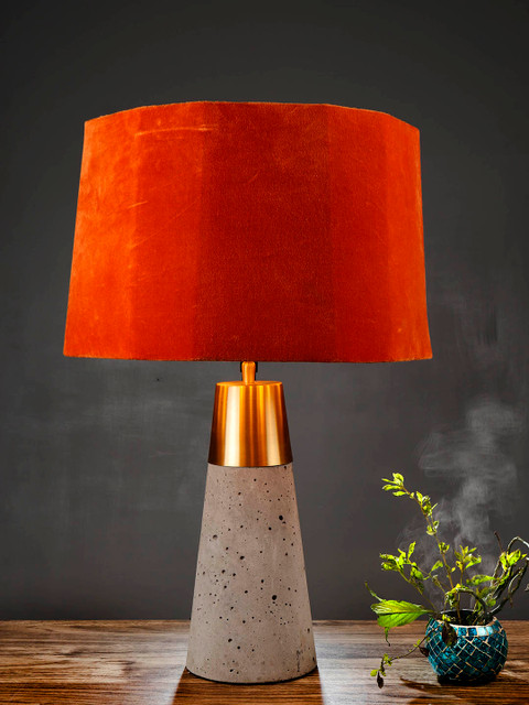 

Grated Ginger Orange Solid Handcrafted Table Top Lamp with Shade