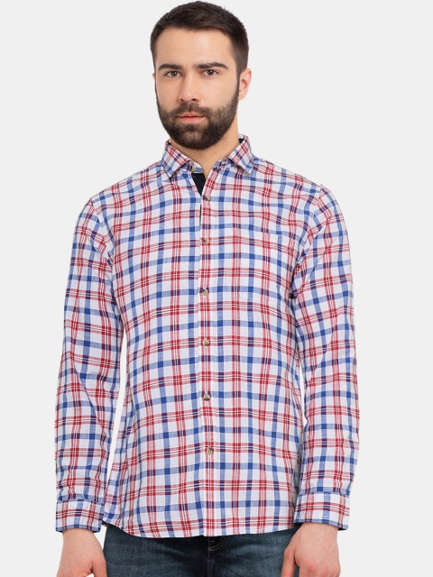 

Ruggers Men Off-White & Blue Checked Casual Shirt
