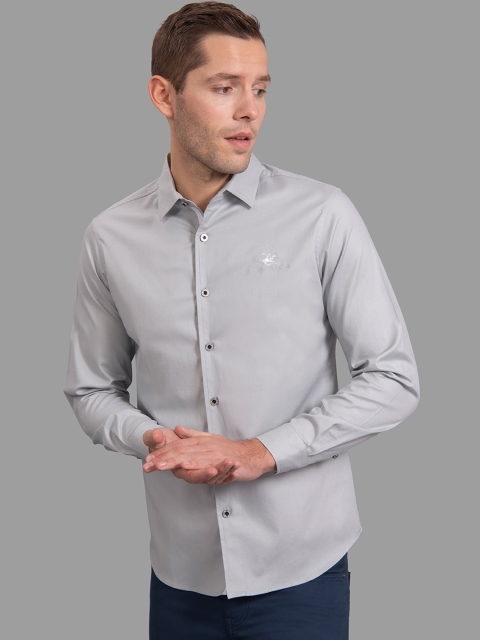 

Beverly Hills Polo Club Men Grey Regular Fit Solid Casual Shirt