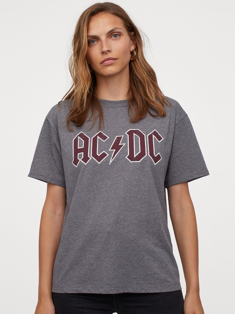 

H&M Women Grey Printed T-shirt