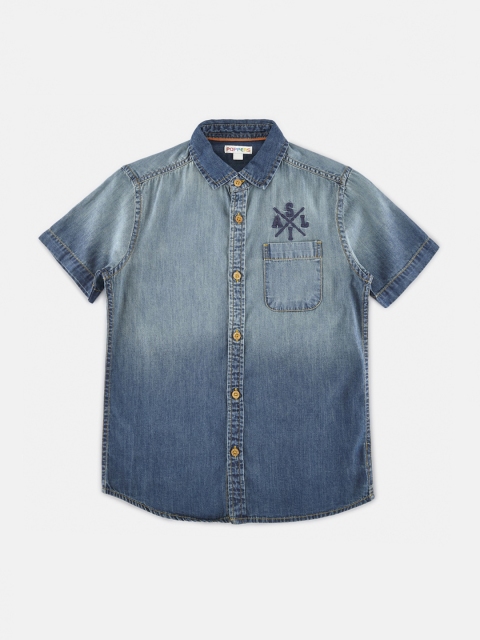 

POPPERS by Pantaloons Boys Blue Regular Fit Faded Denim Casual Shirt