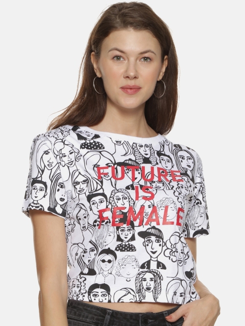 

Campus Sutra Women White Printed Top