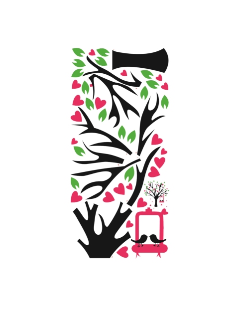 

WALLSTICK Black & Pink Colourful Tree Large Vinyl Wall Sticker