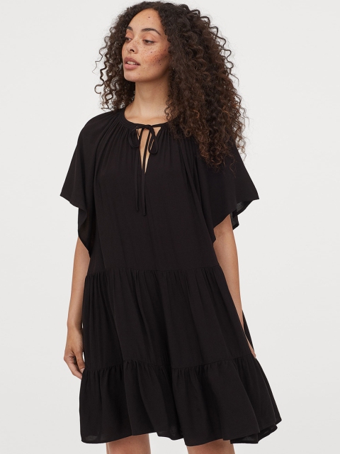 

H&M Women Black Solid A-Line Dress