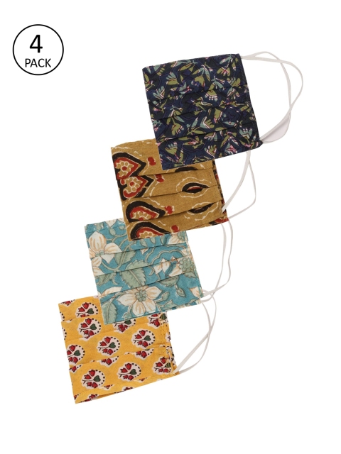 

GNIST Adults Pack Of 4 Printed 2-Ply Reusable Anti-Dust Cloth Masks, Blue
