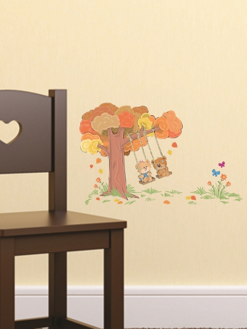 

WALLSTICK Brown & Green Cute Bears Large Vinyl Wall Sticker