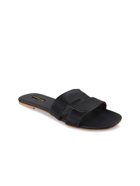

Shoetopia Women Black Solid Open Toe Flats