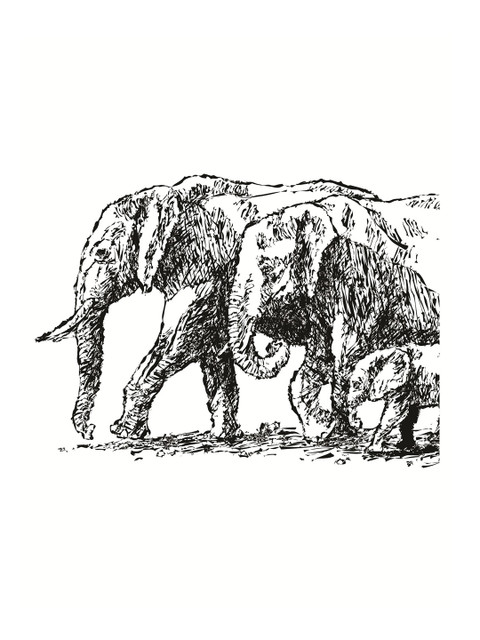 

WALLSTICK Black Elephant Family Large Vinyl Wall Sticker