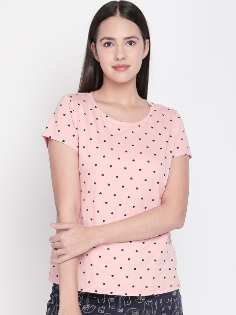 

Dreamz by Pantaloons Women Pink Printed Lounge Tshirt