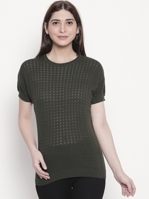 

Manola Women Olive Green Self Design Top