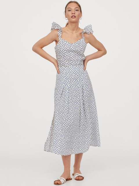 

H&M Women White & Blue Printed Bell-Shaped Skirt