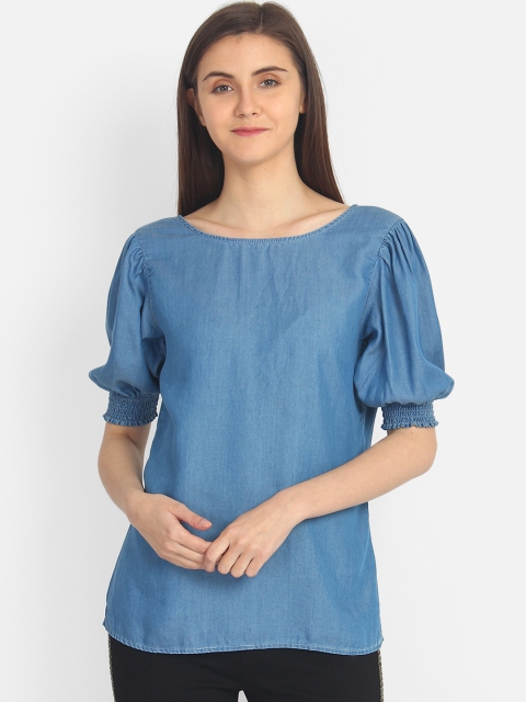 

COVER STORY Women Blue Solid Top