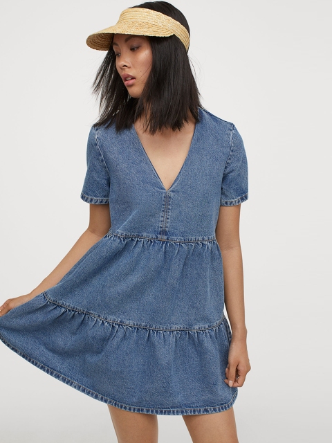 

H&M Blue Fit & Flare Denim Dress