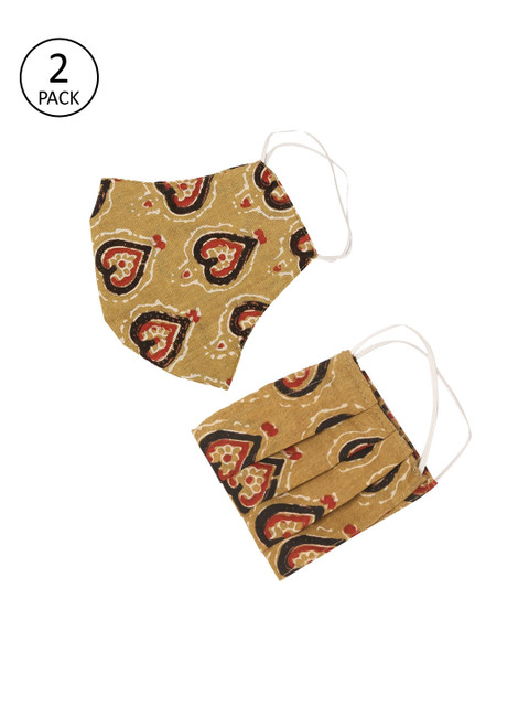 

GNIST Unisex 2Pcs 2 Ply Printed Protective Outdoor Face Masks, Mustard