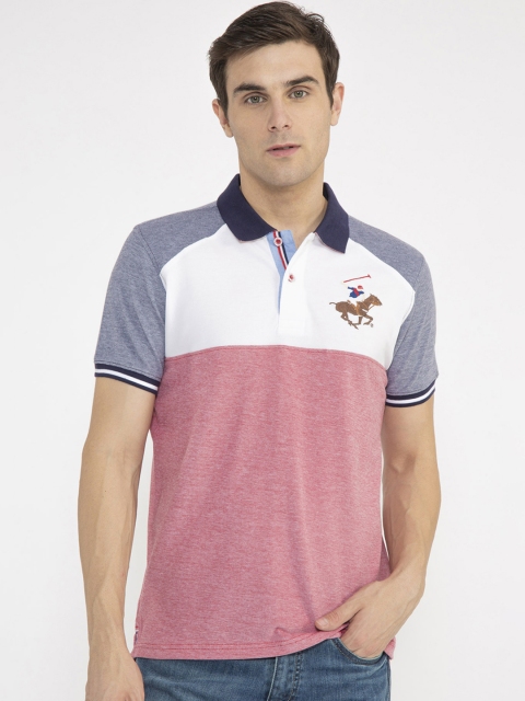 

Beverly Hills Polo Club Men Pink Colourblocked Polo Collar T-shirt