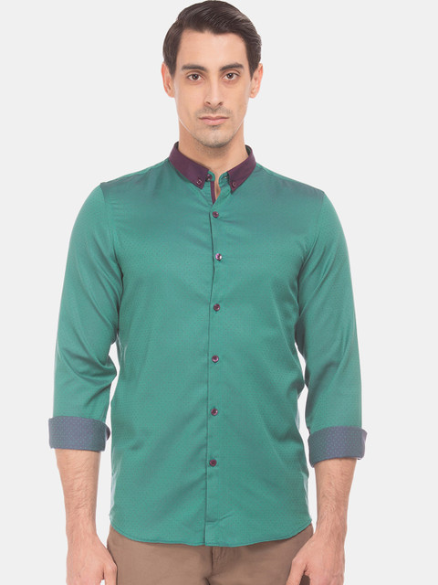 

Excalibur Men Green & Purple Slim Fit Printed Casual Shirt