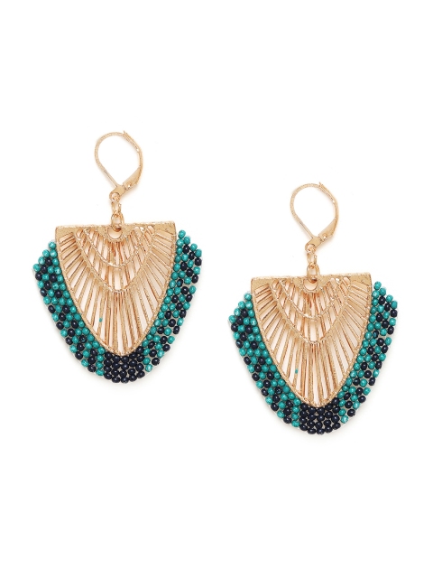 

Chumbak Gold-Toned & Green Contemporary Drop Earrings