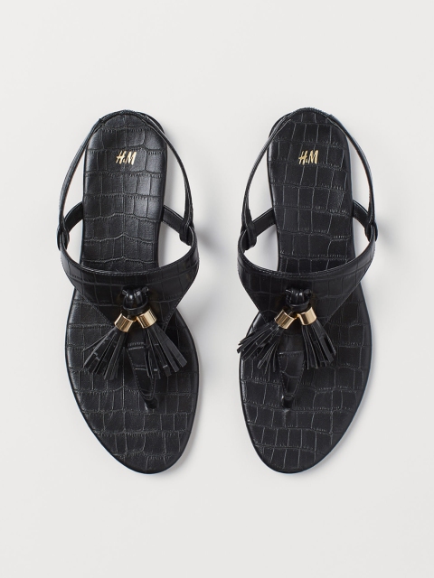 

H&M Women Black Tasselled Sandals