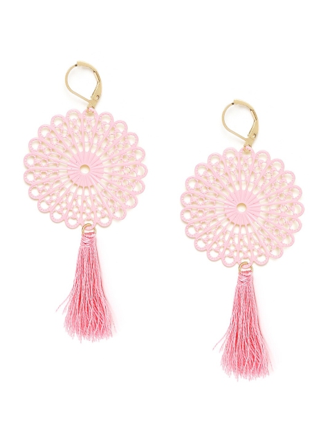 

Chumbak Pink Circular Drop Earrings