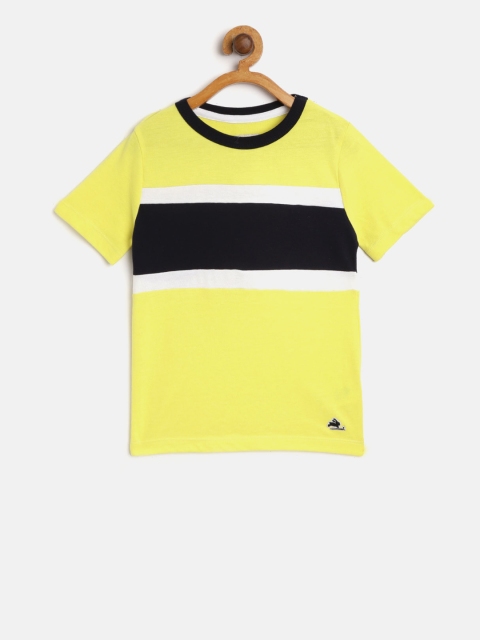 

Cherry Crumble Unisex Kids Yellow & Black Striped Round Neck T-shirt