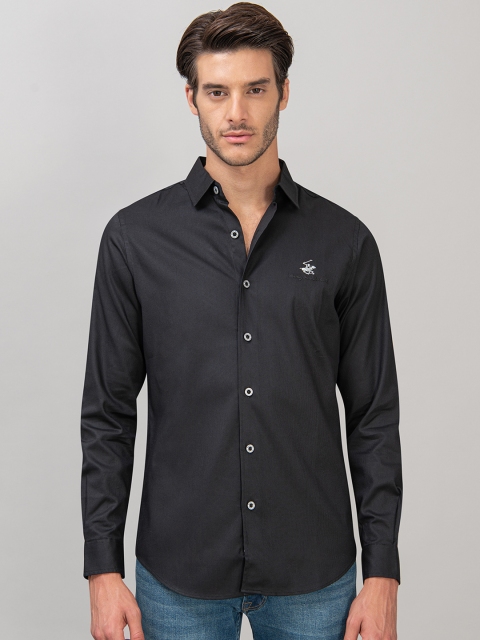 

Beverly Hills Polo Club Men Black Slim Fit Solid Casual Shirt