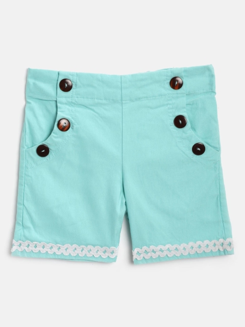 

Cherry Crumble Girls Blue Solid Regular Fit Regular Shorts