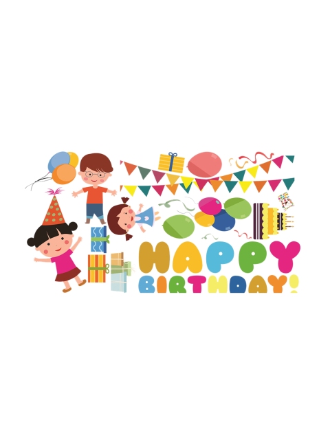

WALLSTICK Yellow & Green Happy Birthday Large Vinyl Wall Sticker