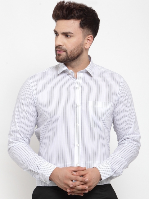 

Copperline Men Grey Comfort Slim Fit Striped Formal Shirt