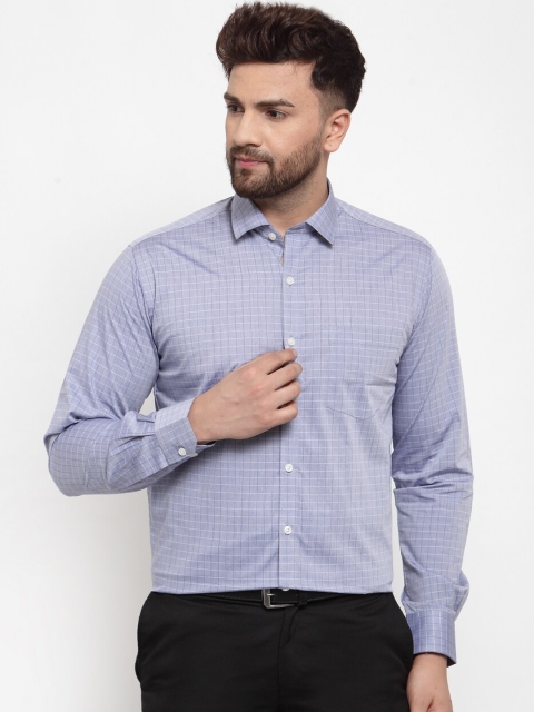 

Copperline Men Blue Comfort Slim Fit Checked Formal Shirt