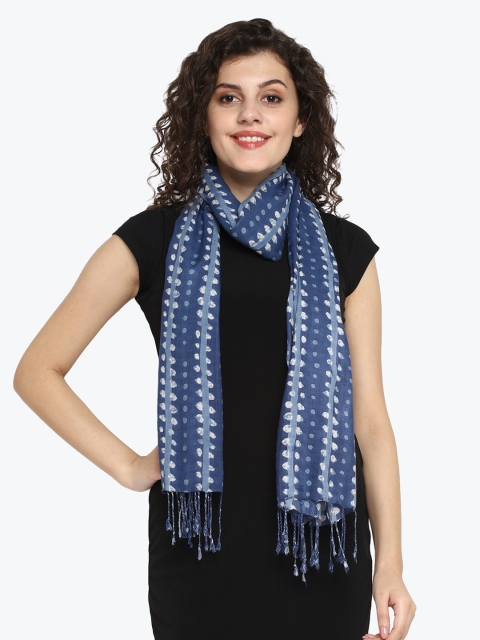 

Aditi Wasan Women Navy Blue & White Printed Stole