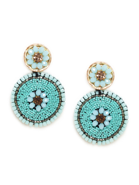 

Chumbak Turquoise Blue Circular Drop Earrings