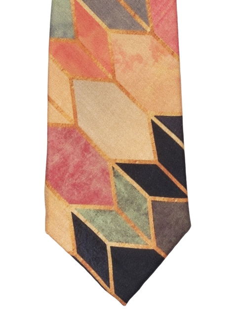 

The Tie Hub Blue & Orange Printed Silk and Khadi Broad Tie