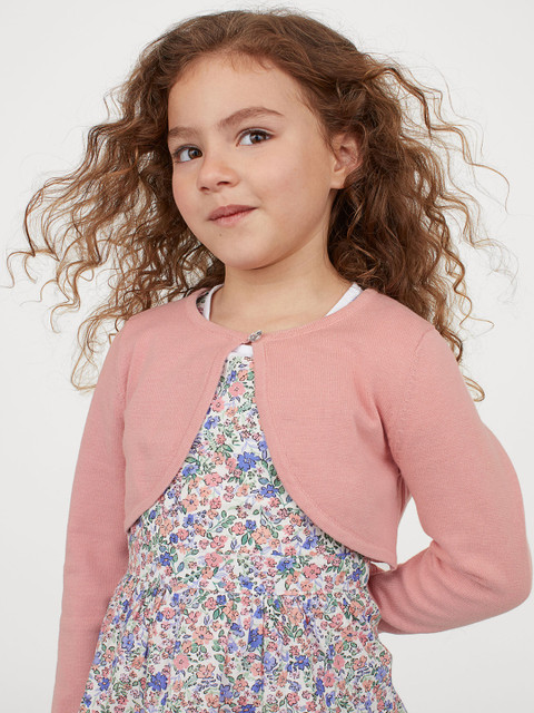 

H&M Girls Peach Solid Fine-knit Bolero Jacket