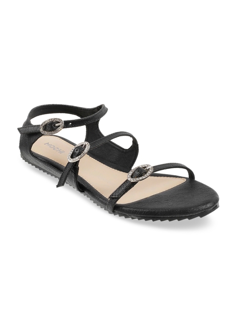 

Mochi Women Black Solid Open Toe Flats